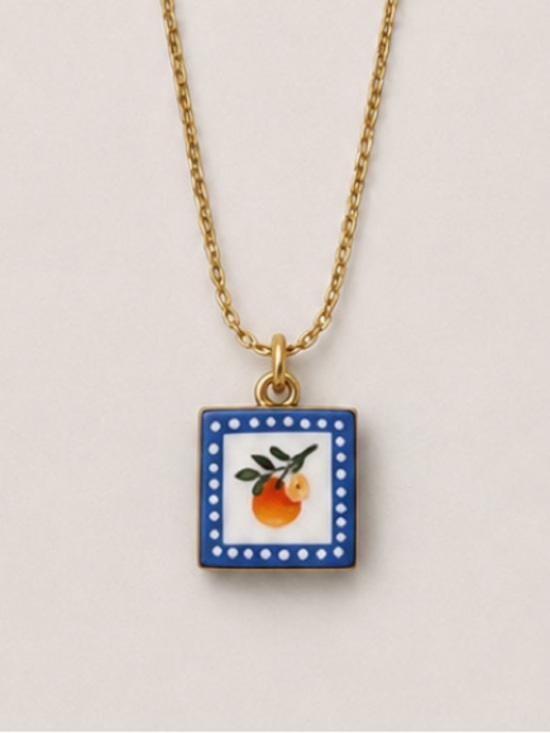 Jewelry - New! Georgia Peach Frame Gold Pendant Necklace NWOT 1028